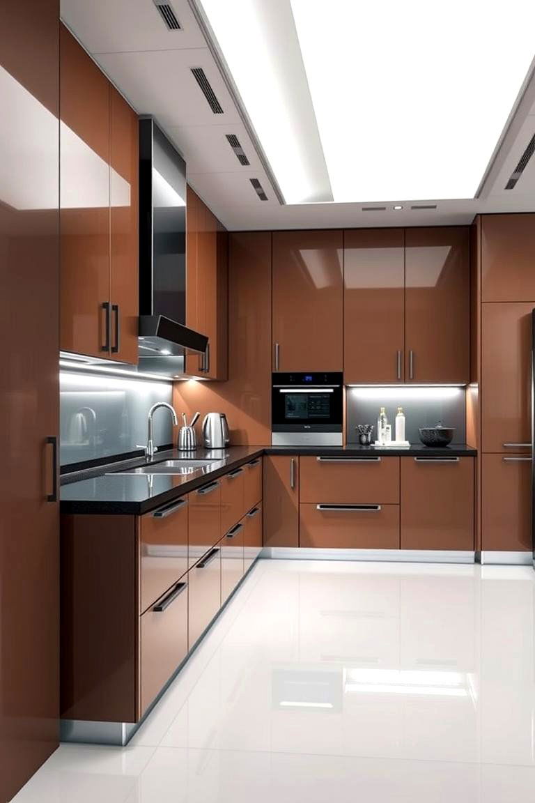 Smart Kitchen - 24 kitchen with brown cabinets and black countertops ideas