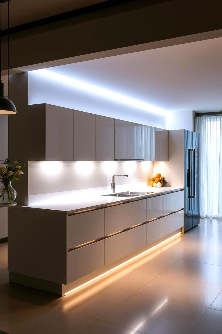 Smart Lighting for Ambiance - 24 One Wall Kitchen Ideas