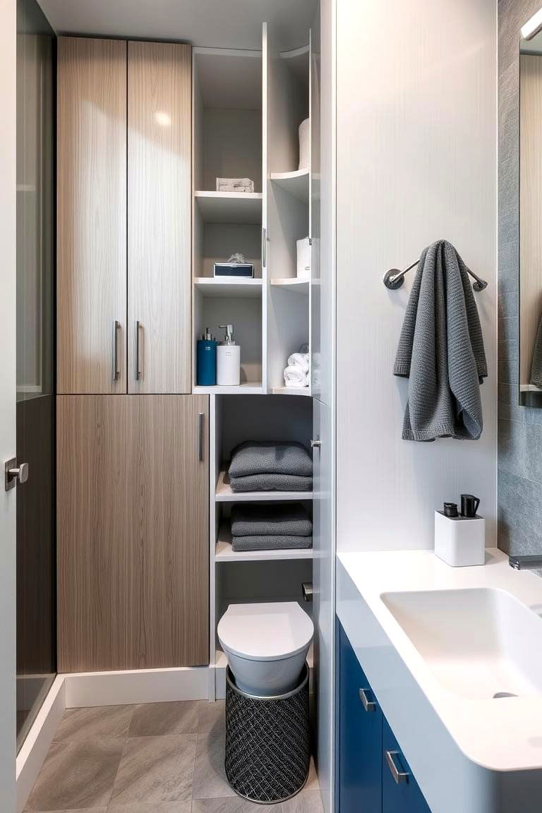 Smart Storage Solutions - 24 Blue and Gray Bathroom Ideas