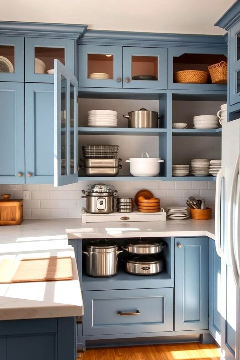 Smart Storage Solutions for Organized Kitchens - 24 blue farmhouse kitchen cabinets