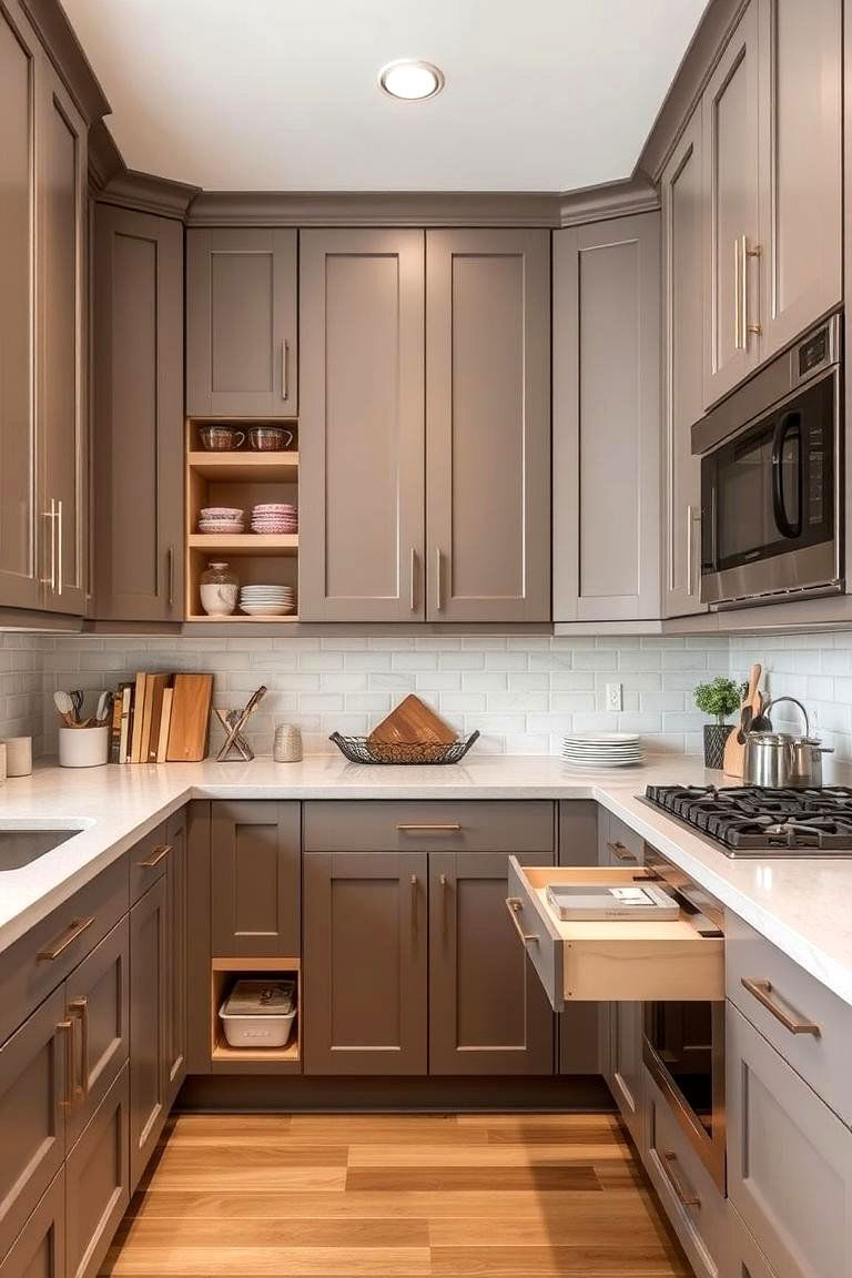 Smart Storage Taupe Solutions - 24 Taupe Kitchen Cabinet Ideas
