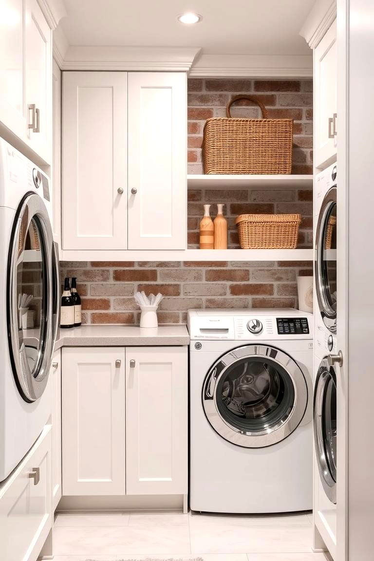 Smart Storage - 24 Brick Floor Laundry Room Ideas