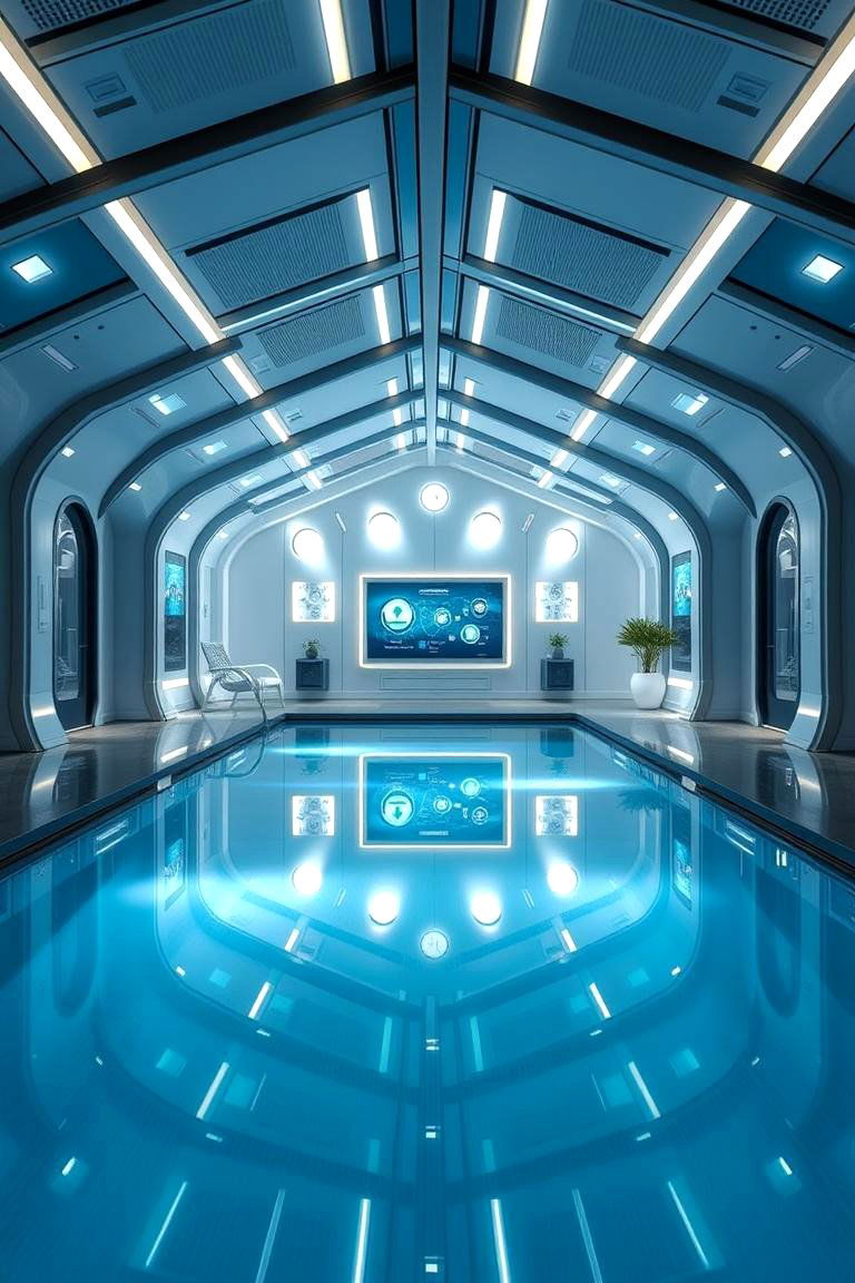 Smart Tech Enabled Pool Shed - 24 Pool Shed Ideas