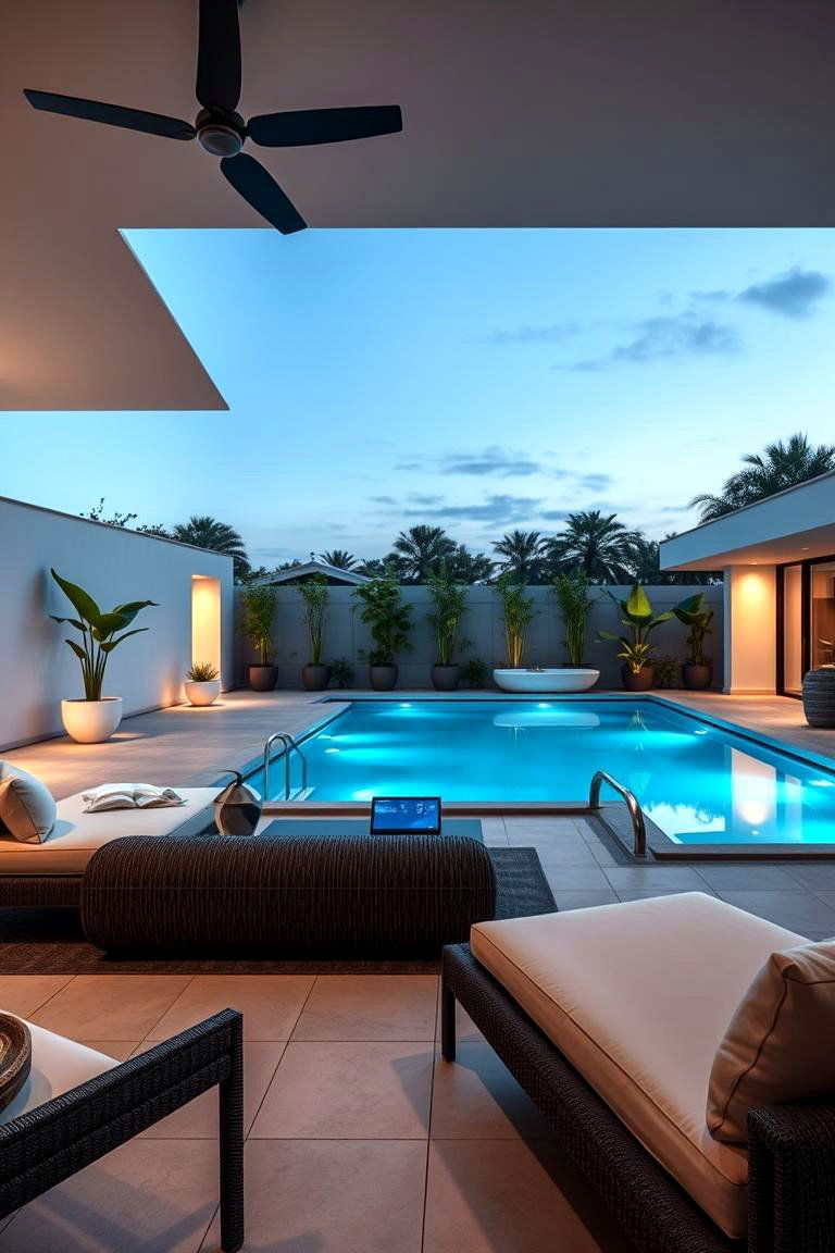 Smart Tech Integrated Patio - 24 Pool Patio Ideas
