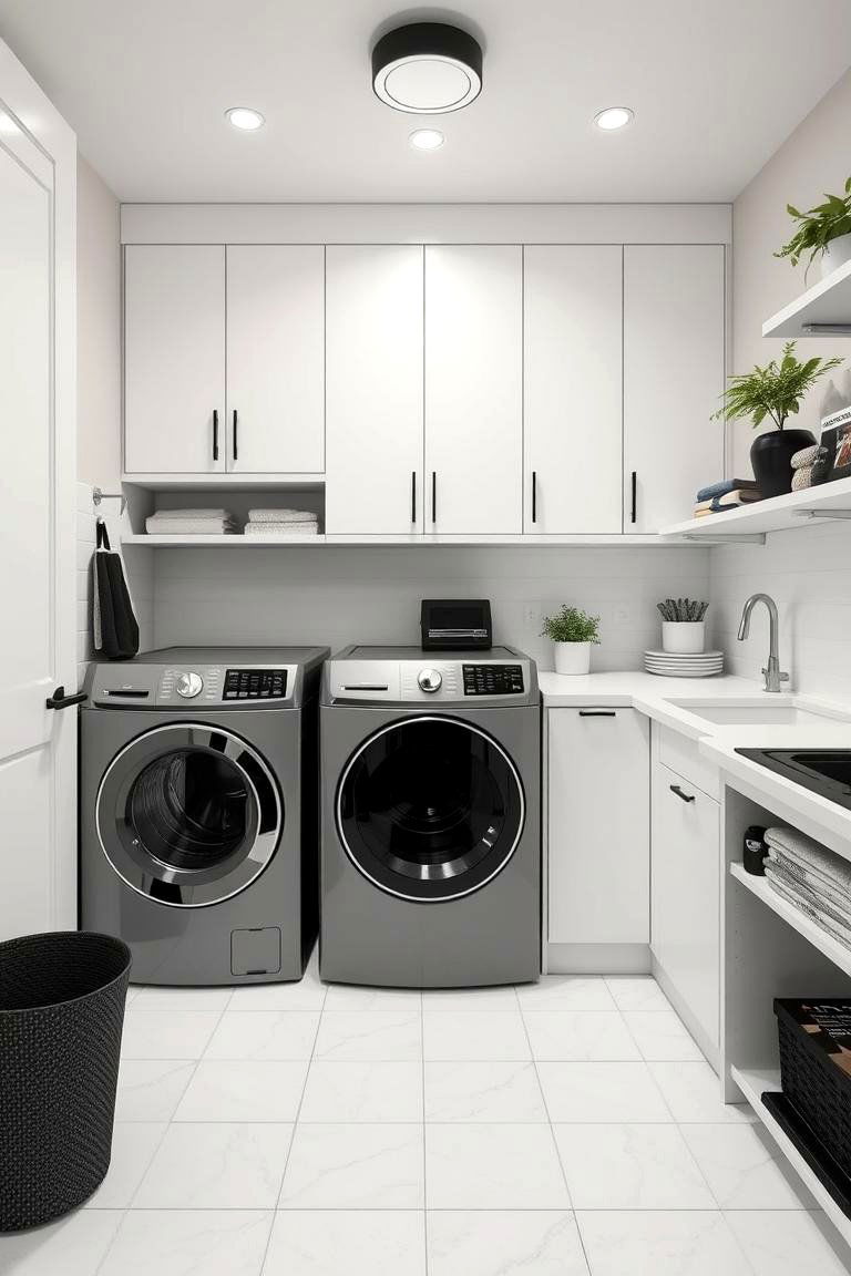 Smart and Sustainable Setup - 24 Black and White Laundry Room Ideas