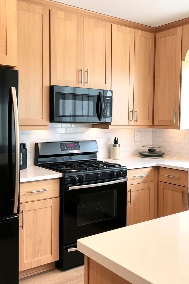 Smooth Elegance of Maple Wood Cabinets - 24 What Color Cabinets Go With Black Appliances