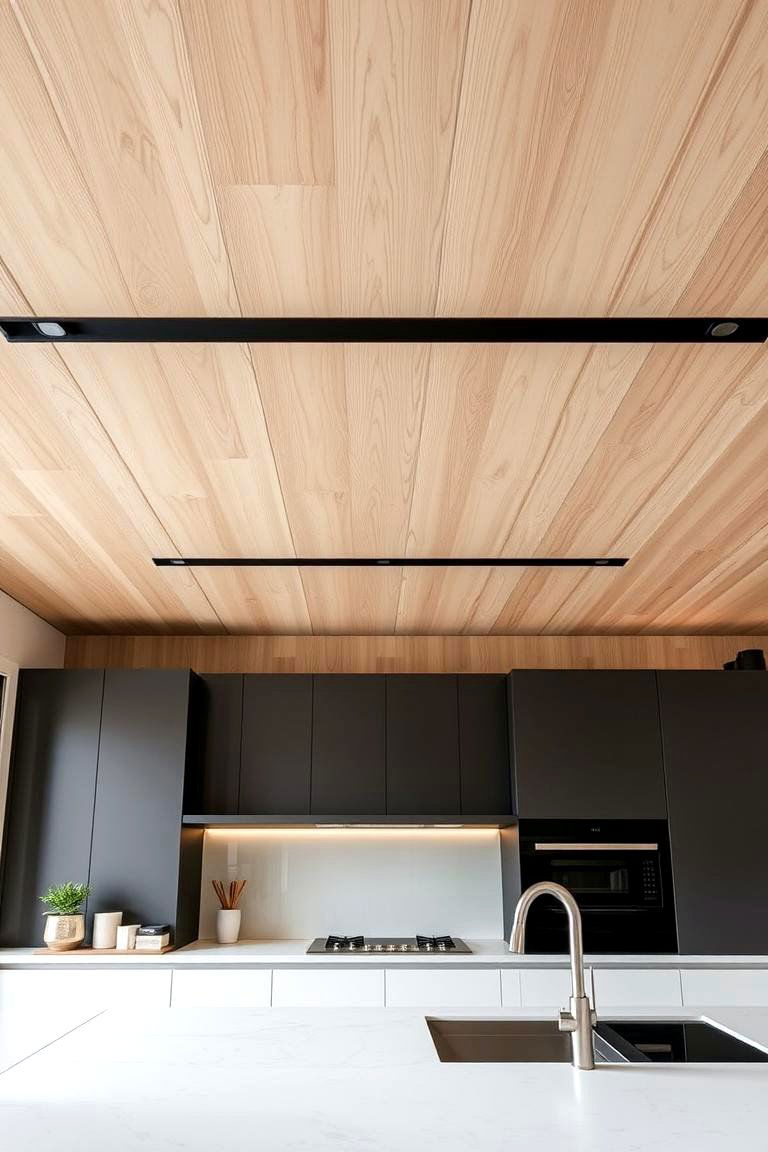 Smooth Modern Wood Ceiling - 24 Wood Ceiling Kitchen Ideas