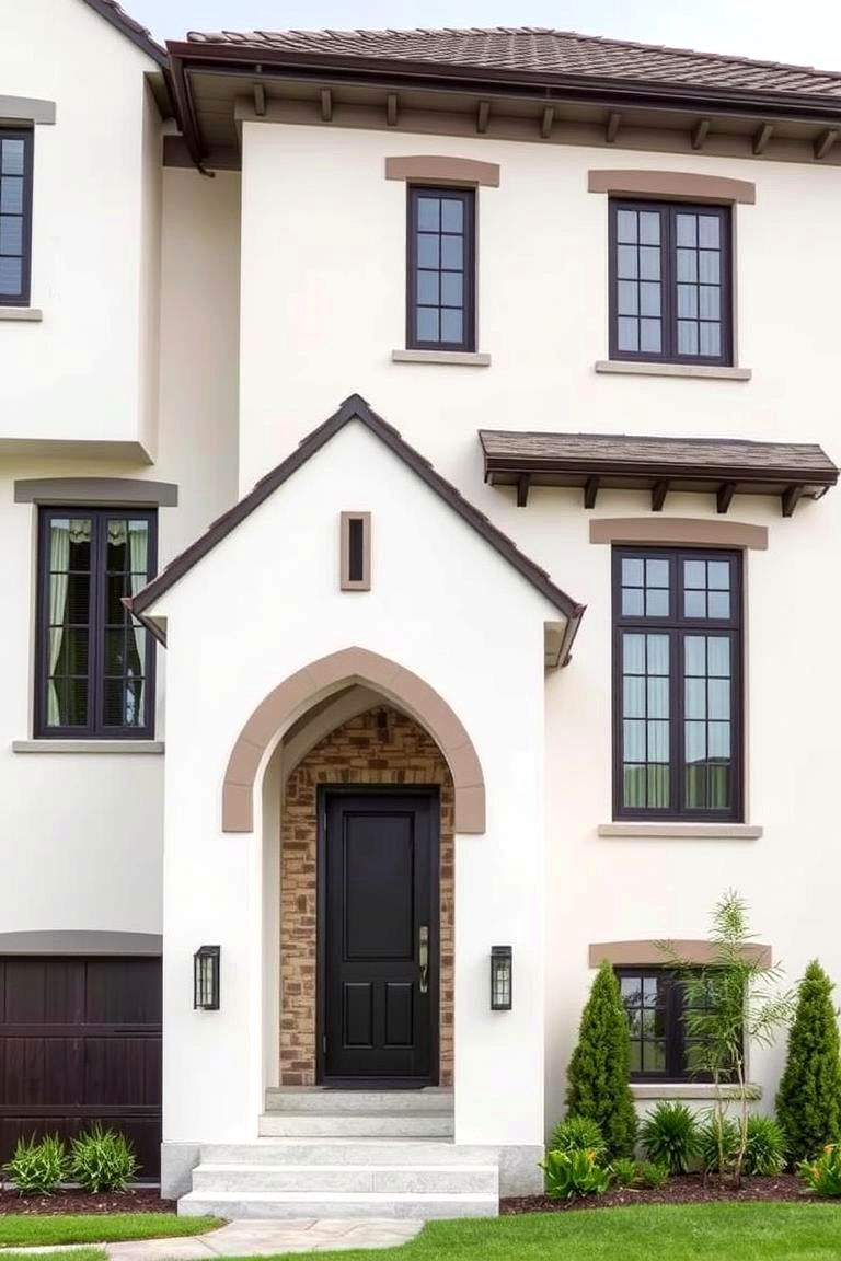 Smooth Stucco and Accent Wall - 24 Modern Tudor Exterior Inspiration