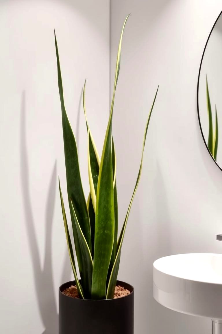 Snake Plant Minimalism - 24 Best Plants for Bathroom