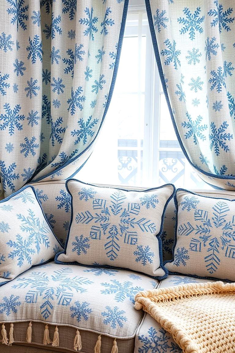 Snowflake Pattern Textiles - 24 frozen room decor ideas