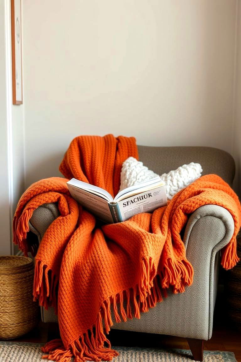 Snug Burnt Orange Throw Blankets - 24 Burnt Orange Living Room Ideas