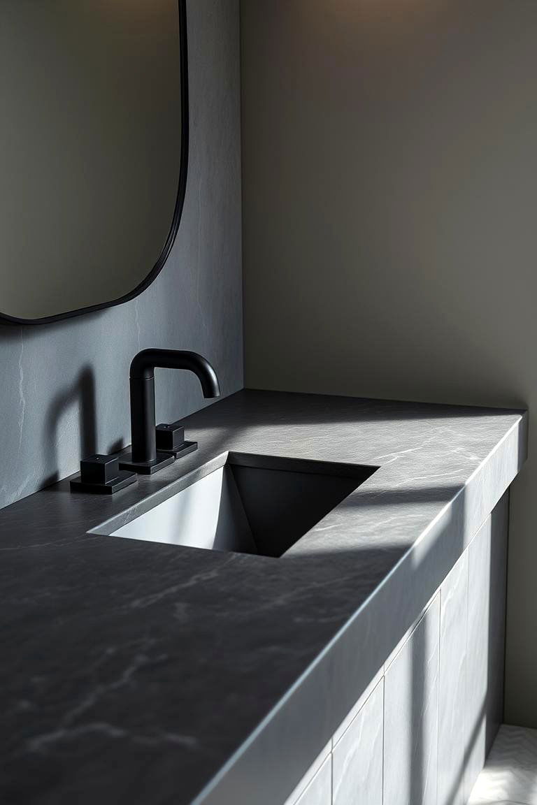 Soapstone Serenity - 24 Bathroom Countertop Ideas