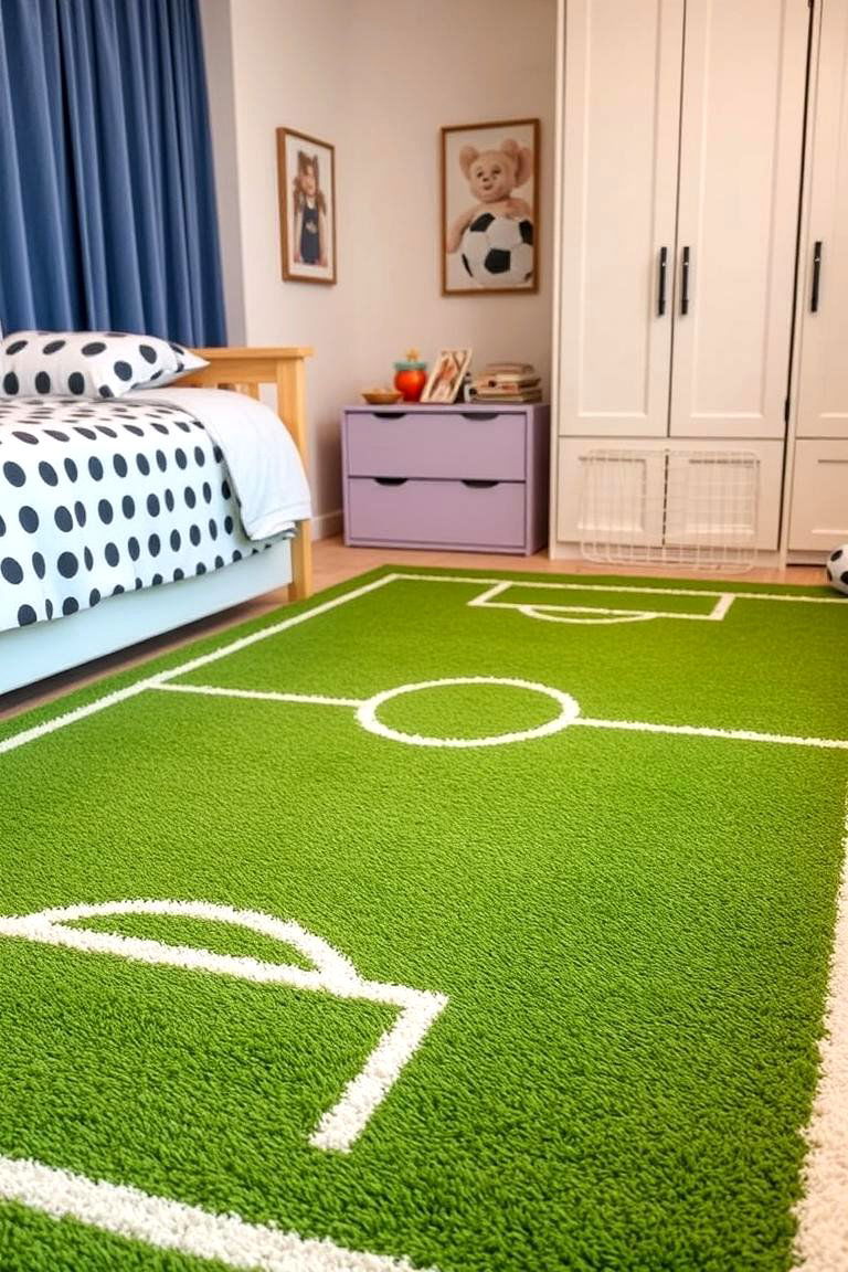 Soccer Field Carpet - 24 Soccer Themed Bedroom Ideas