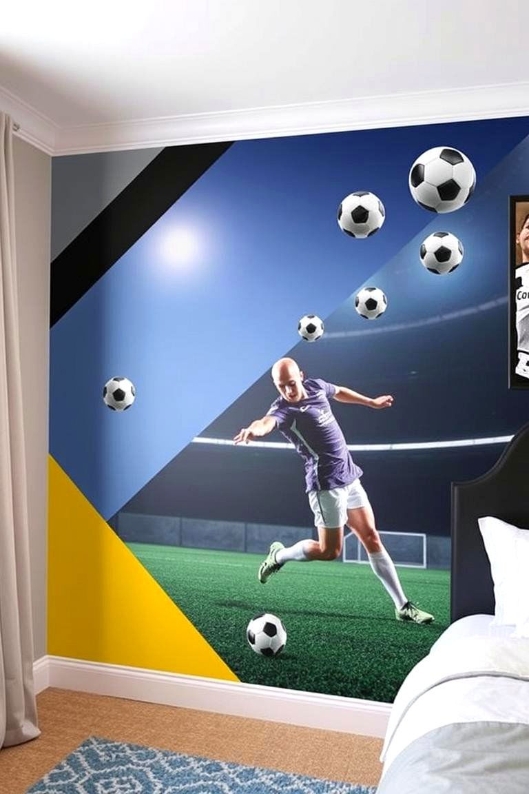 Soccer Inspired Accent Walls - 24 Soccer Themed Bedroom Ideas