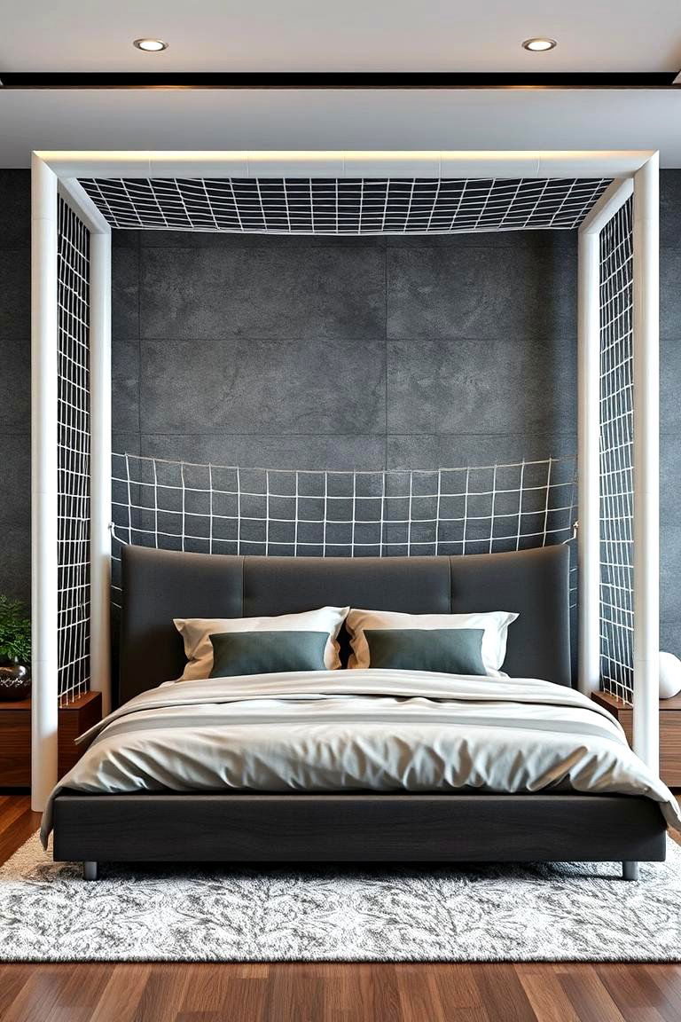Soccer Net Headboard - 24 Soccer Themed Bedroom Ideas