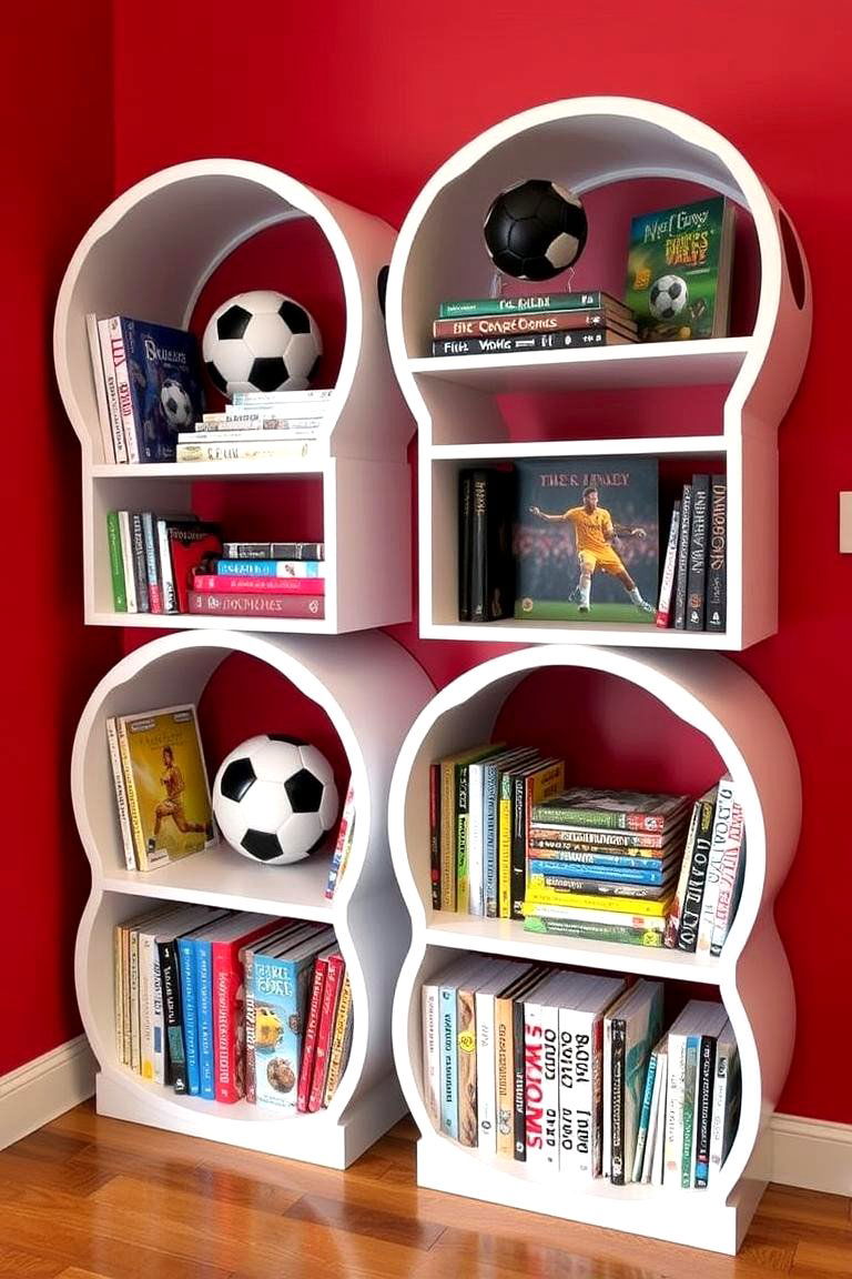 Soccer Themed Shelving Units - 24 Soccer Themed Bedroom Ideas