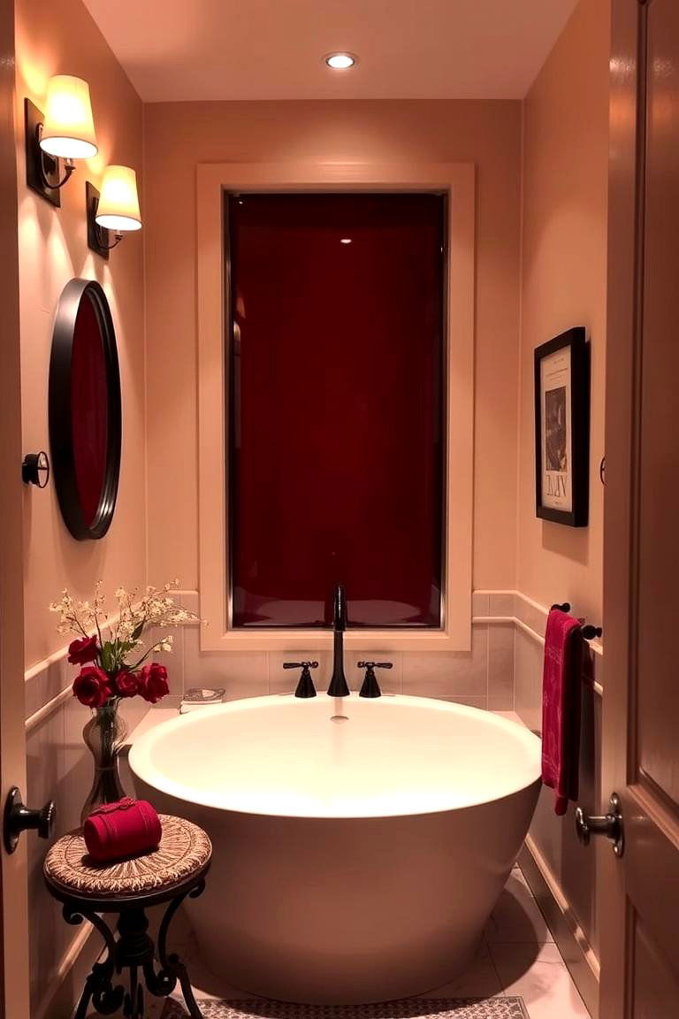 Soft Ambient Lighting - 24 Burgundy Bathroom Ideas