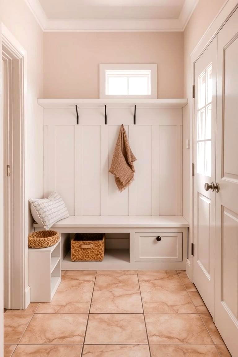 Soft Beige Tiles for a Cozy Neutral Base - 24 Mudroom Tile Floor Ideas