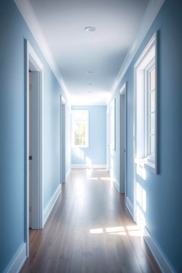 Soft Blue Hallway - 24 Blue Room Ideas