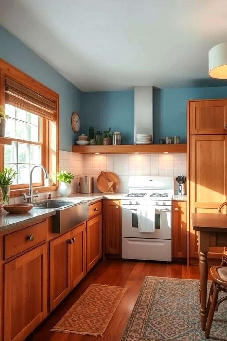 Soft Blue and Natural Wood - 24 Blue Kitchen Ideas