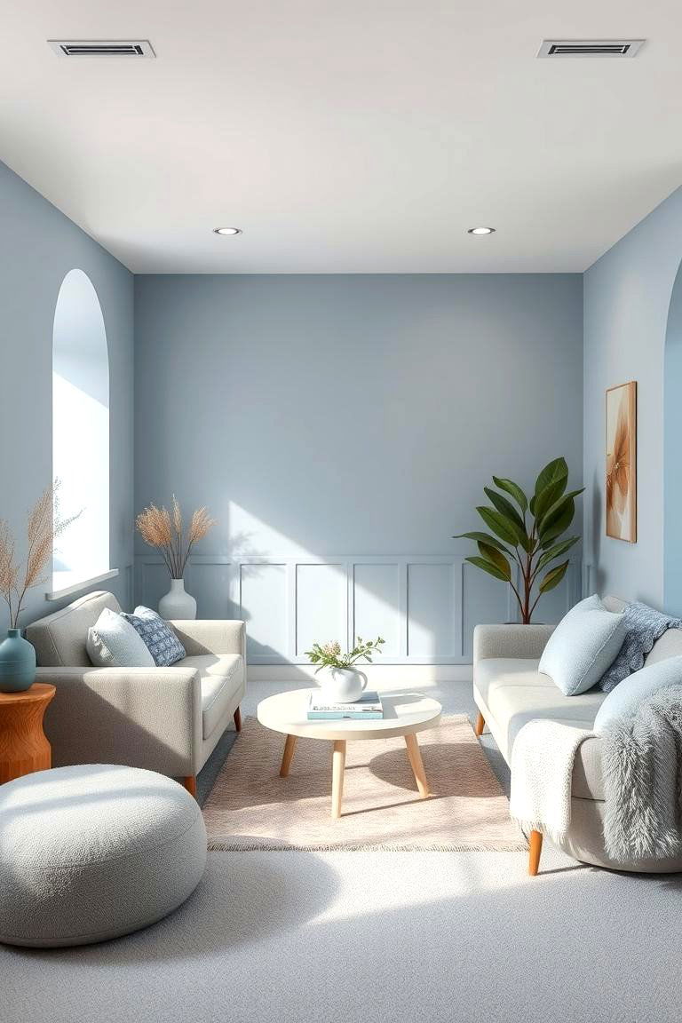 Soft Contemporary Gentle Blue and Grey Harmony - 24 Blue and Grey Living Room Ideas
