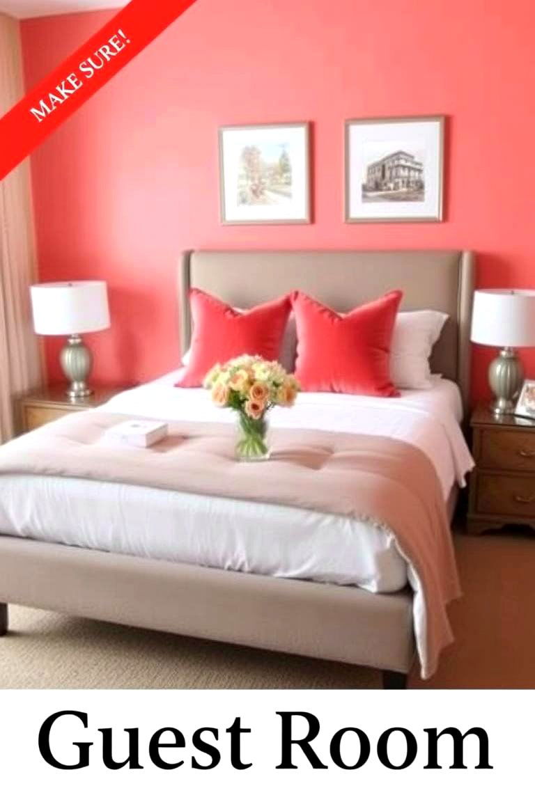 Soft Coral Guest Room - 24 Pastel Room Ideas