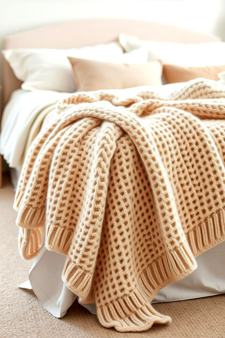 Soft Earthy Throws for Extra Comfort - 24 earthy bedroom ideas