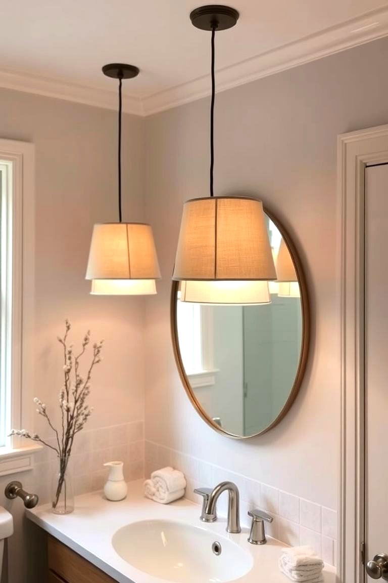 Soft Fabric Pendant Lights for a Warm Inviting Ambience - 24 Bathroom Pendant Lighting Ideas