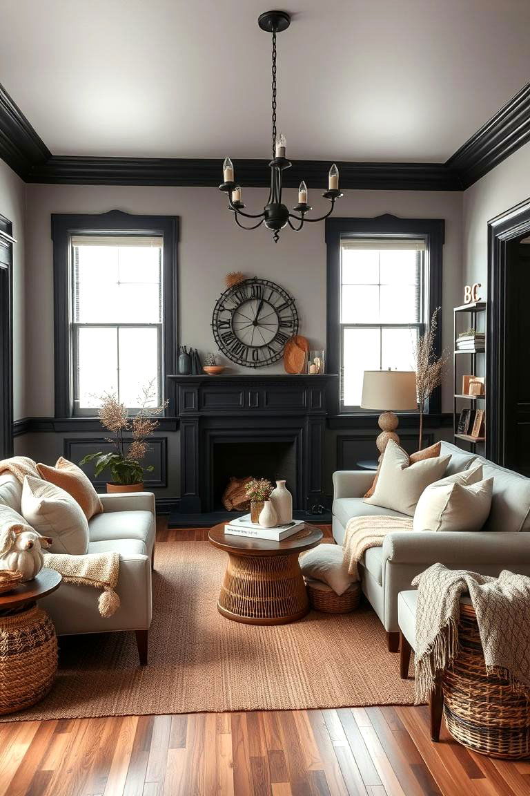 Soft Furnishing Harmony - 24 living room grey walls black trim