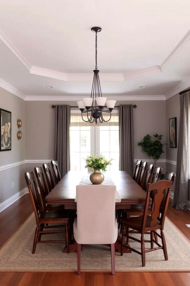 Soft Gray with Wooden Dining Chairs - 24 Neutral Dining Room Ideas