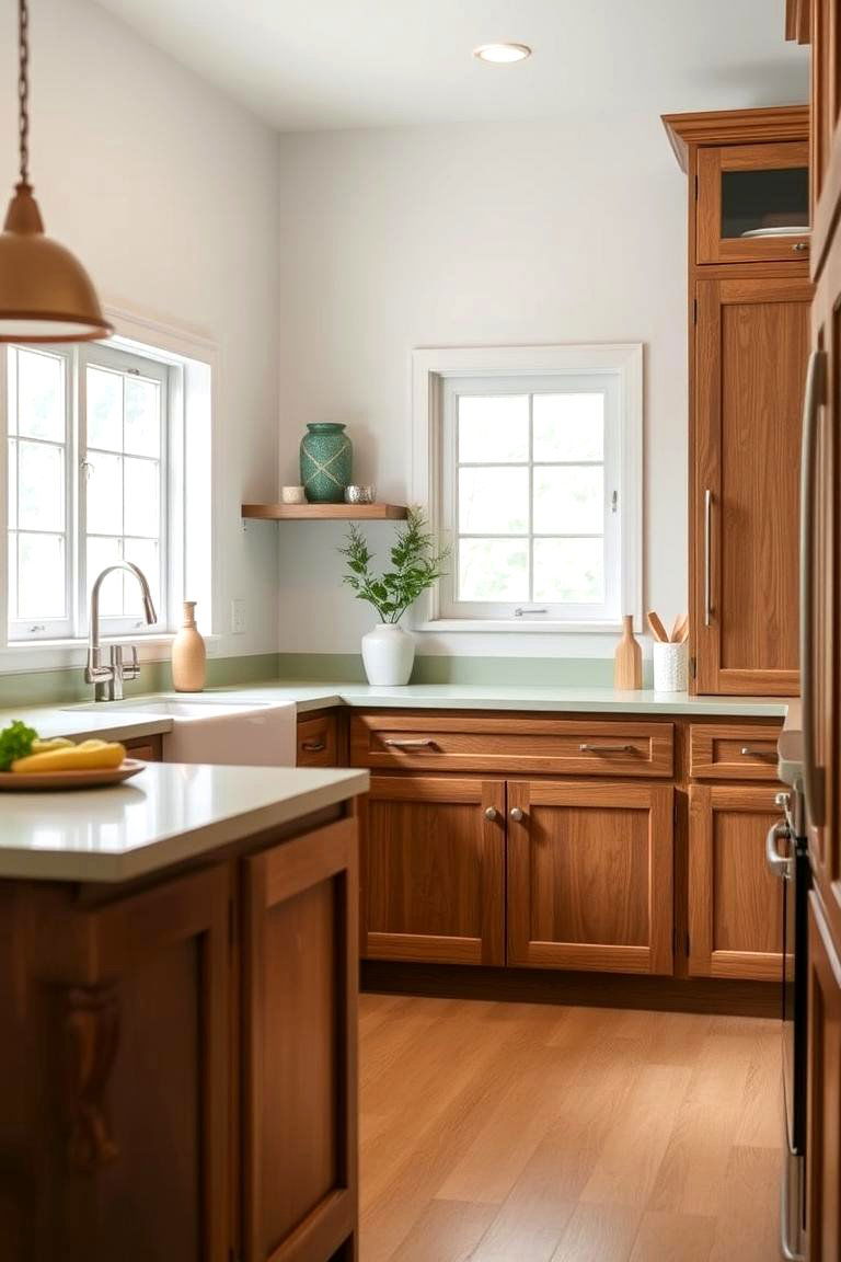 Soft Green Solid Surface - 24 what color countertops go with oak cabinets