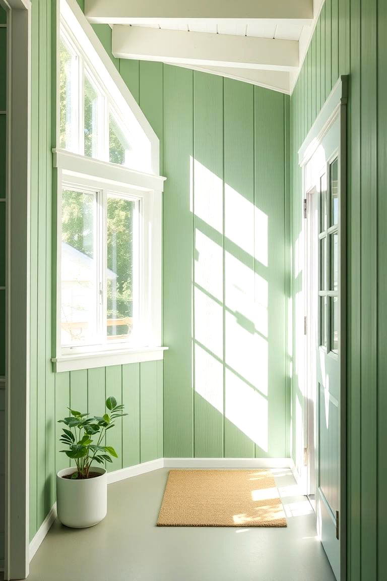 Soft Green and White - 24 Exterior Garage Door Trim Ideas