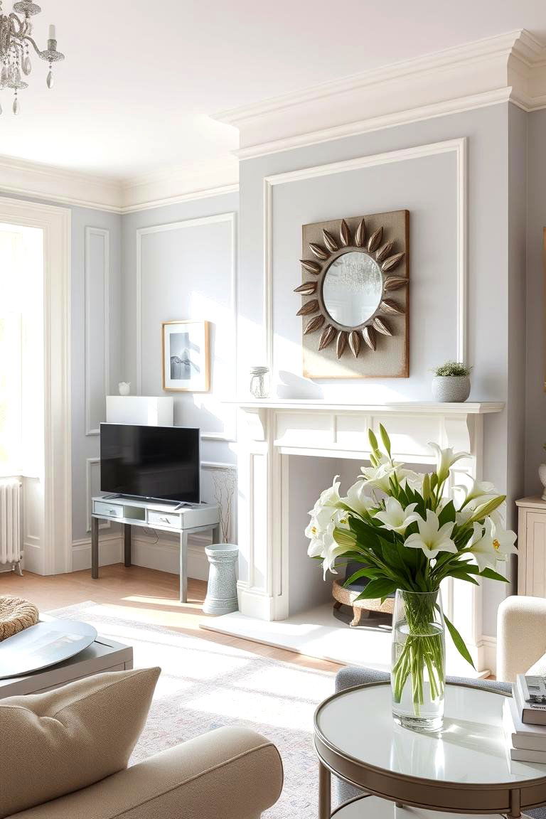 Soft Grey Walls with Creamy White Accents - 24 Grey and Cream Living Room Ideas
