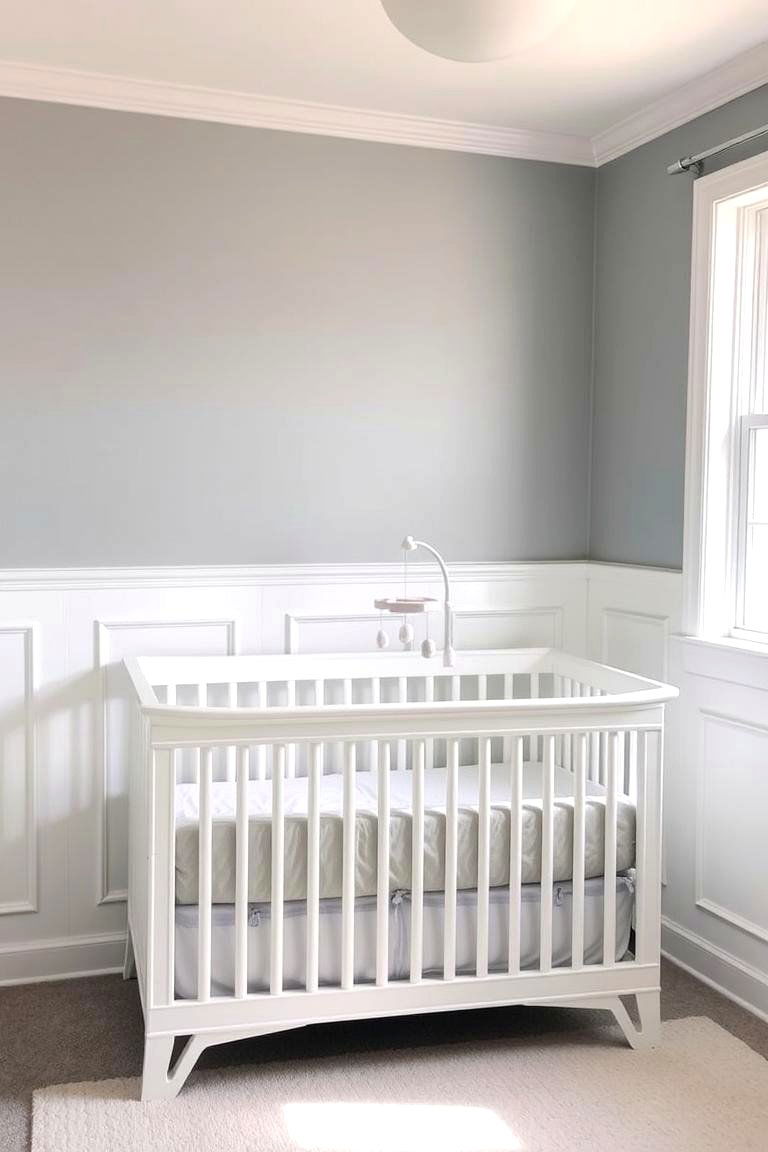 Soft Grey Walls with White Accents - 24 Grey Nursery Ideas