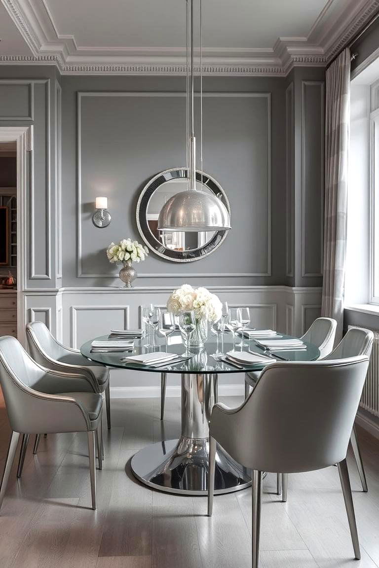 Soft Grey and Metallic Elements - 24 Moody Dining Room Ideas