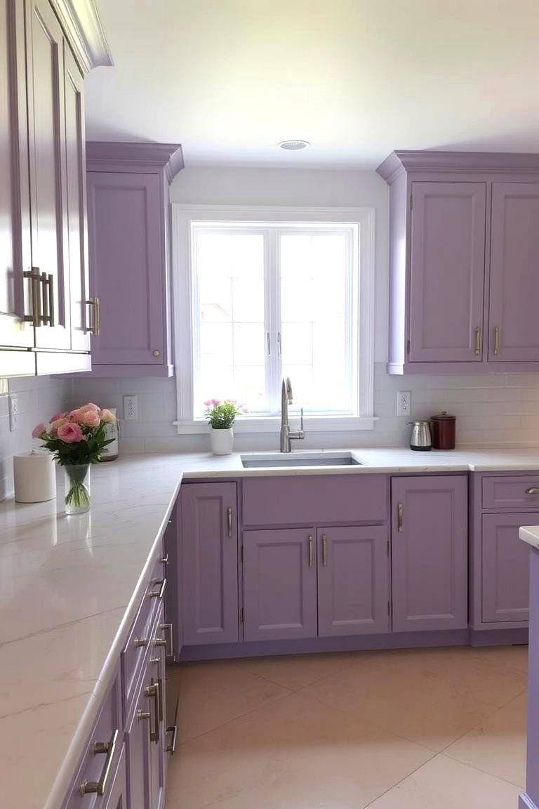 Soft Lavender Cabinetry - 24 Purple Kitchen Ideas