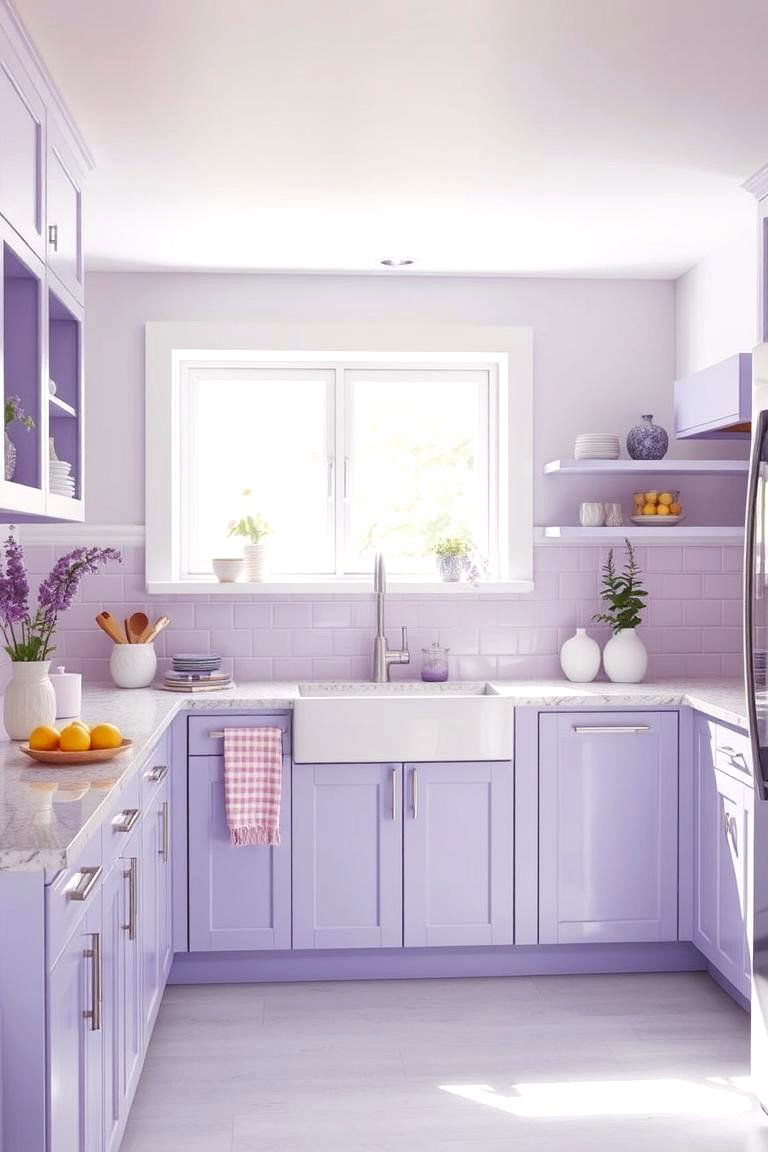 Soft Lavender Details for a Calming Space - 24 Kitchen With Colored Appliances Ideas