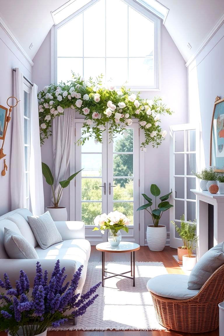 Soft Lavender and White - 24 Exterior Garage Door Trim Ideas