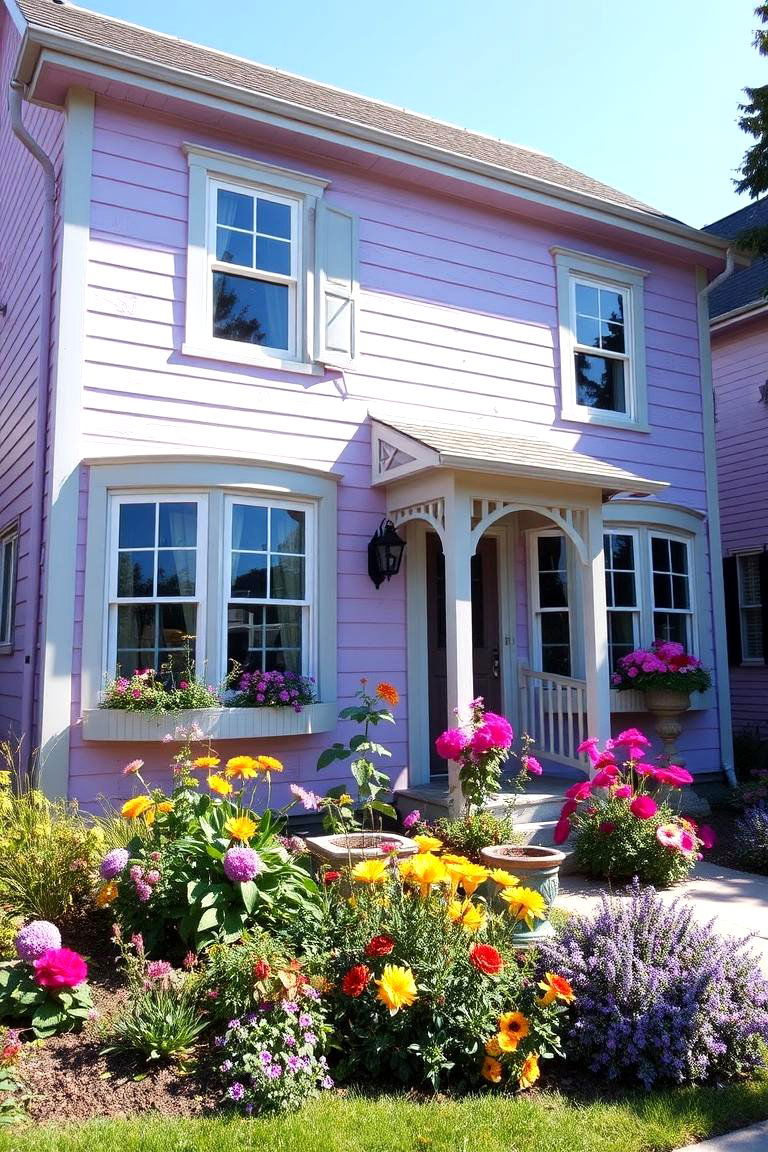 Soft Lavender for a Whimsical Touch - 24 Exterior House Color Schemes With Sage Green Siding