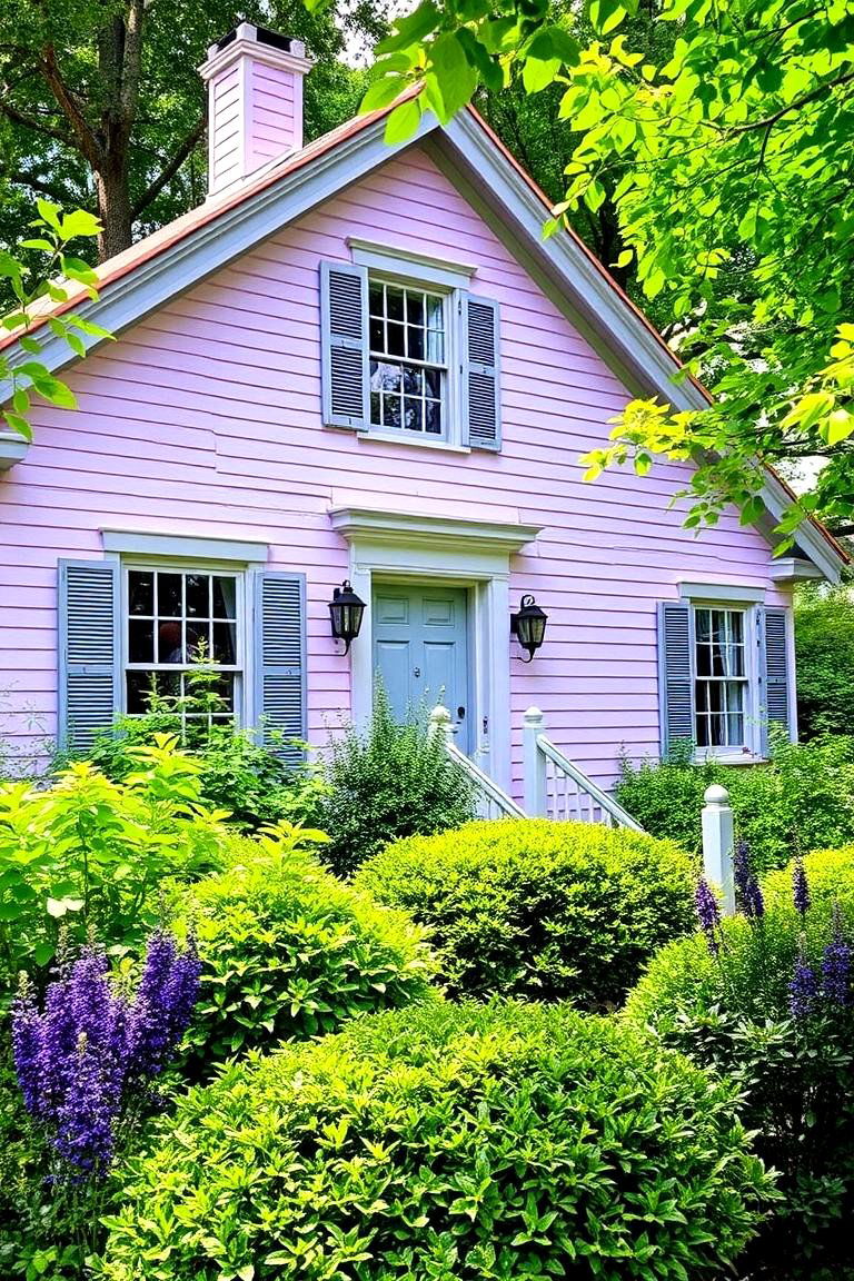 Soft Lavender with Gray Accents - 24 Exterior Door Trim Ideas