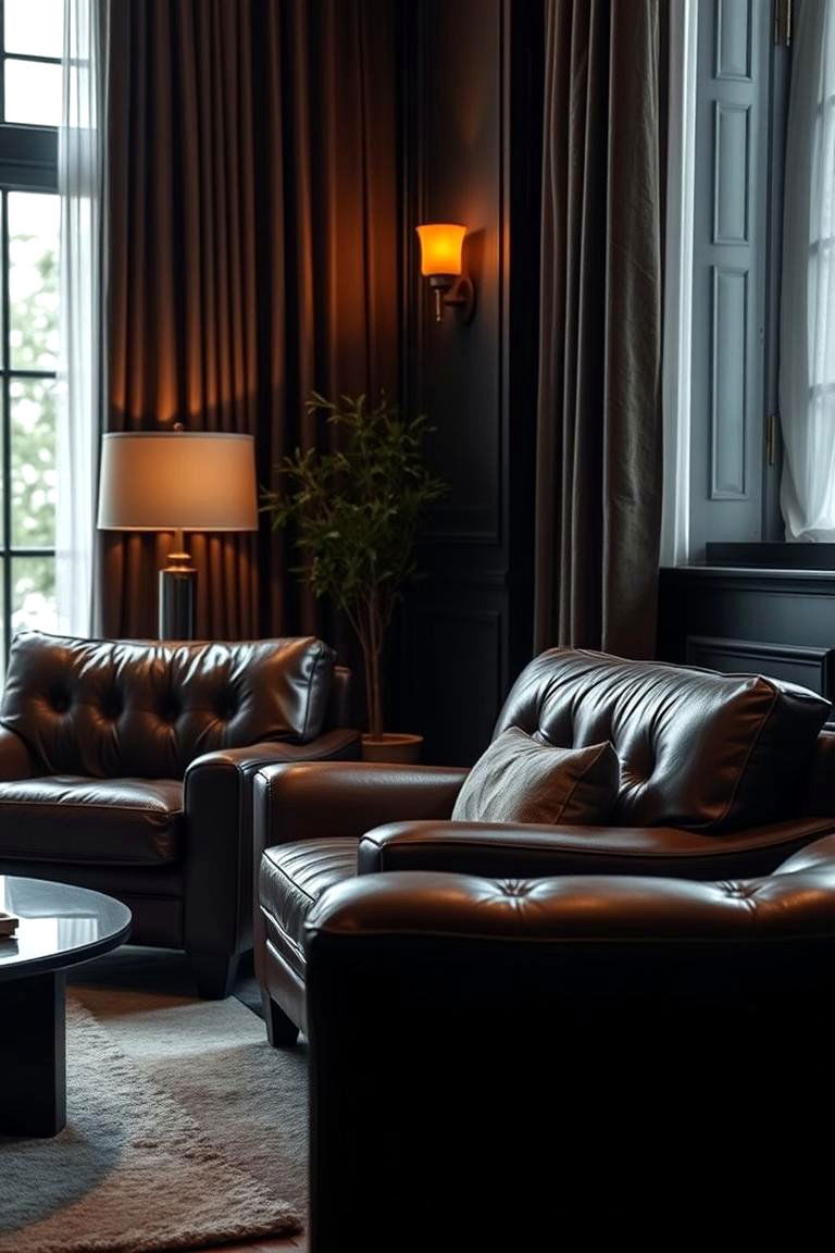 Soft Leather Furnishings - 24 Moody Living Room Ideas