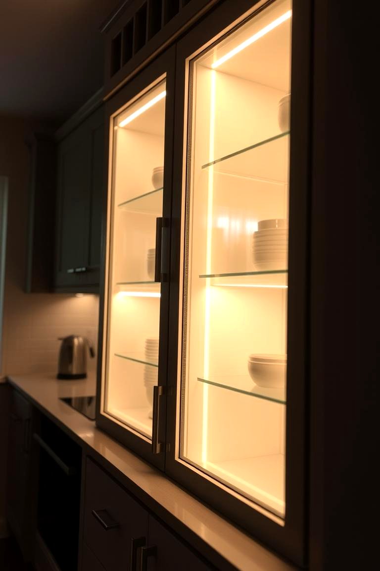 Soft Lighting for a Contemporary Vibe - 24 Modern Style Glass Kitchen Cabinets