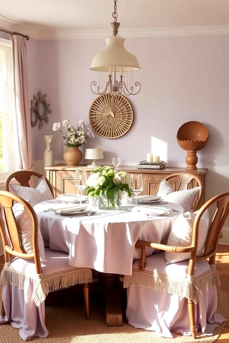 Soft Lilac Linens and Cushions - 24 Purple Dining Room Ideas