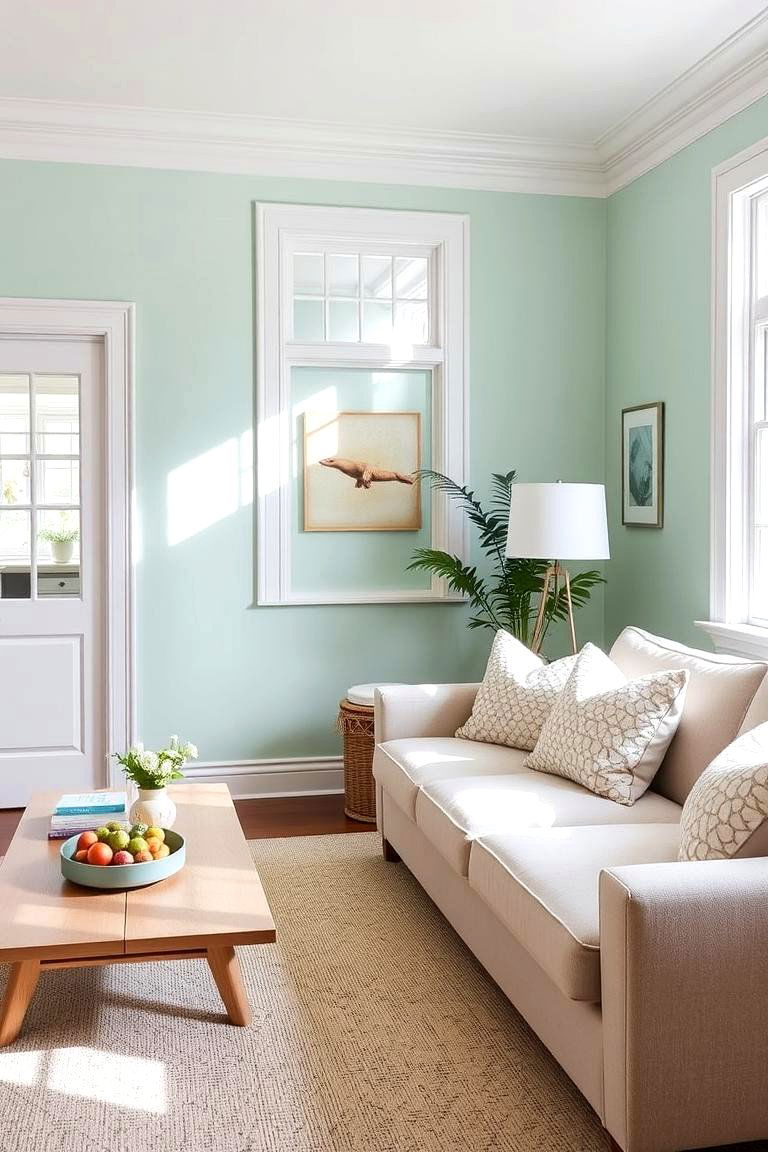 Soft Mint Living Room - 24 Pastel Room Ideas