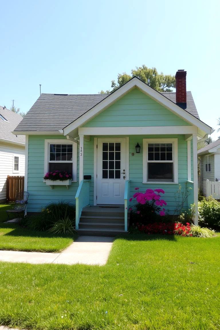 Soft Mint and Cream - 24 Exterior Garage Lighting Ideas