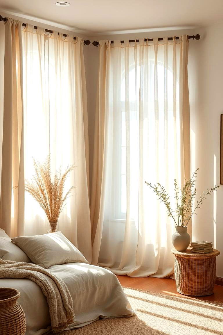 Soft Natural Drapery - 24 Boho Living Room Ideas