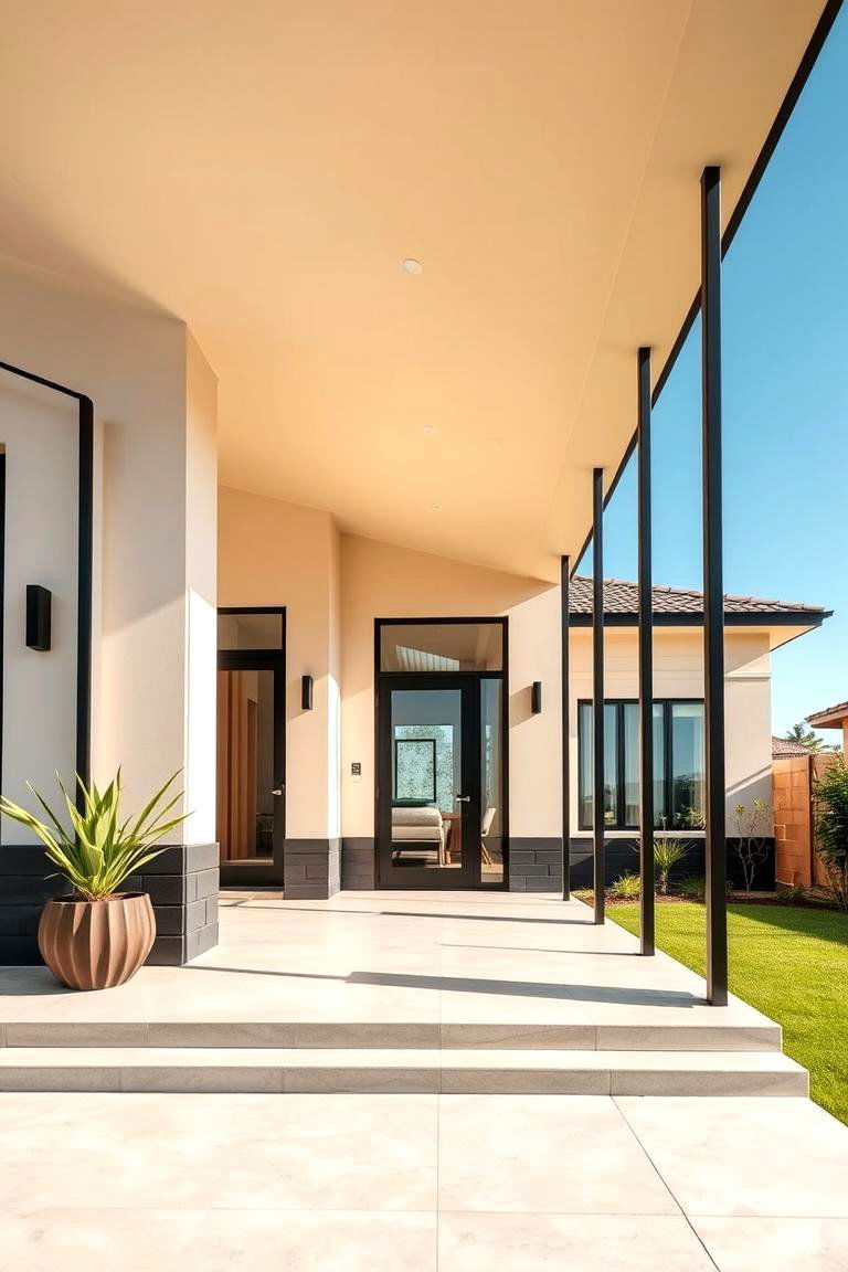 Soft Neutral Palette with Bold Lines - 24 beige and black house exterior ideas