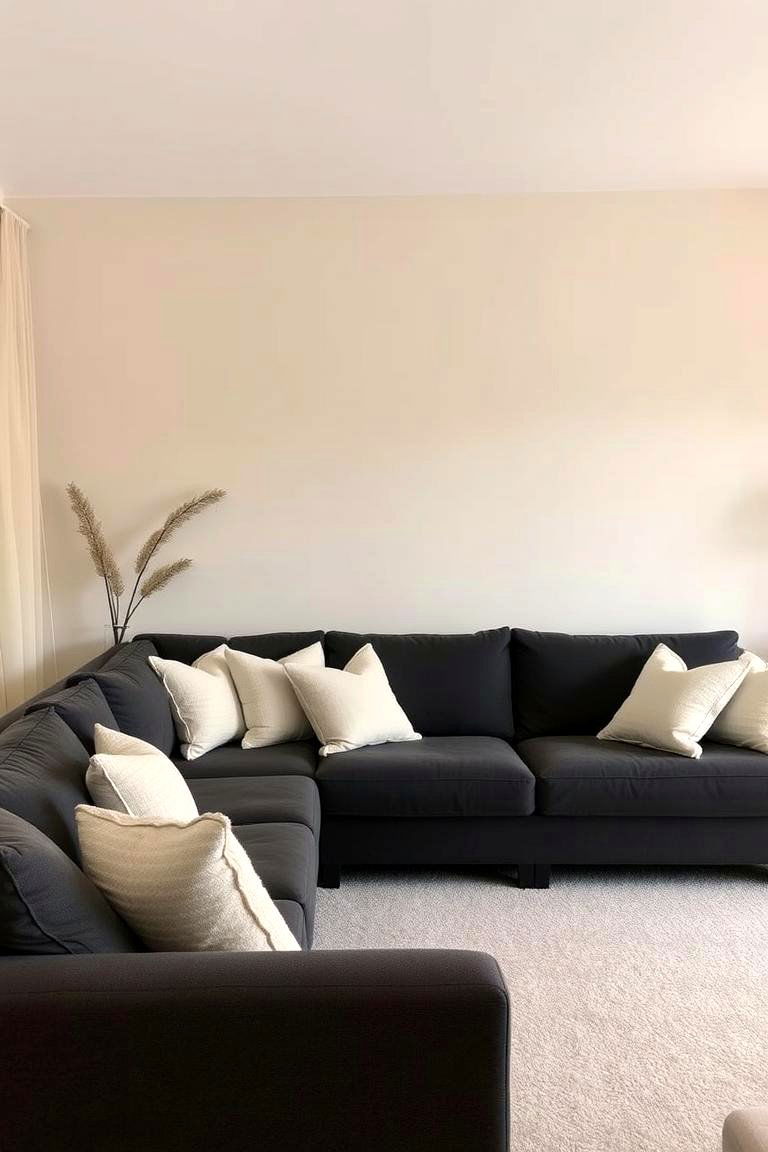 Soft Neutrals for a Calm Vibe - 24 dark grey couch living room ideas