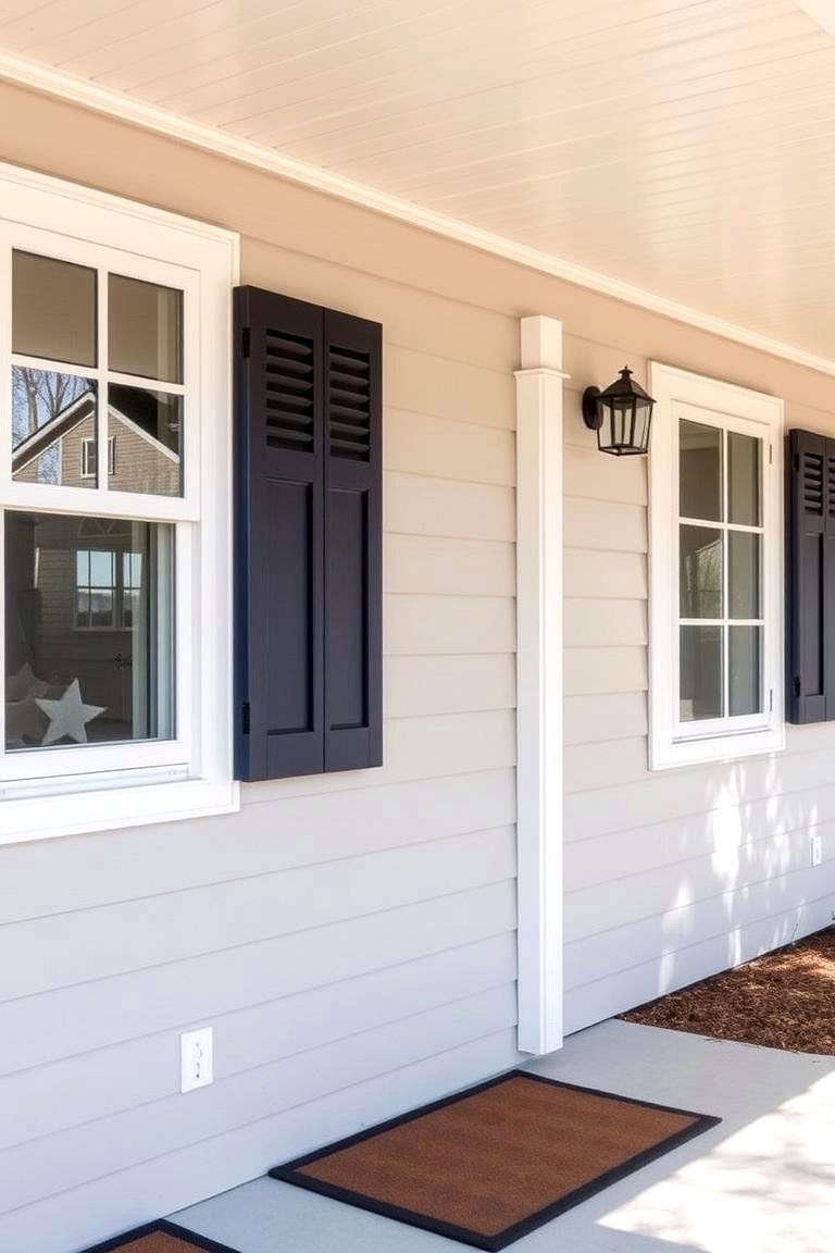 Soft Neutrals with Bold Accents - 24 Exterior Garage Door Trim Ideas