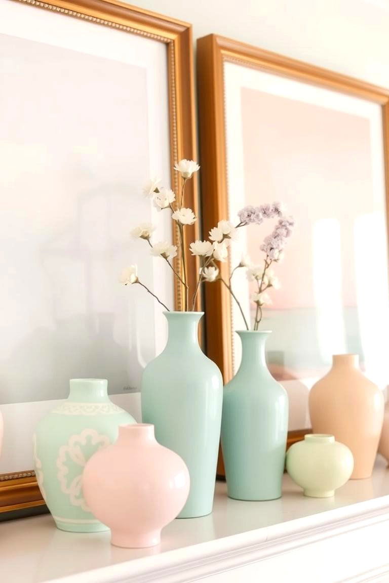 Soft Pastel Accents - 24 Spring Mantel Decor Ideas